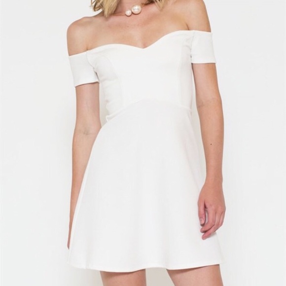 white off the shoulder skater dress